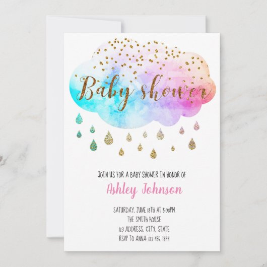 Wolk baby sprinkle uitnodiging (Voorkant)