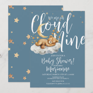 Wolk Beer Jongen Sterren Baby Shower Uitnodiging