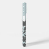 Wolk Blauw en Houtskool Grijs Damast Stippen Monog Case-Mate iPhone Case (Achterkant / Rechts)