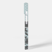 Wolk Blauw en Houtskool Grijs Damast Stippen Monog Case-Mate iPhone Case (Achterkant / Links)