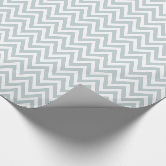 Wolk Blauw en Wit Chevron Cadeaupapier (Hoek)