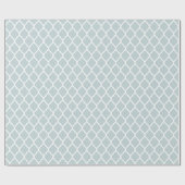 Wolk Blauw en Wit Marokkaans Quatrefoil Cadeaupapier (Vlak)