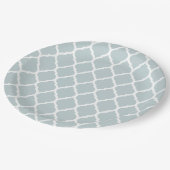Wolk Blauw en Wit Marokkaans Quatrefoil Papieren Bordje (Gekanteld)
