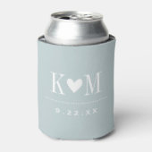 Wolk Blauw Modern Huwelijk Monogram Blikjeskoeler (Blikje Voorkant)
