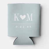 Wolk Blauw Modern Huwelijk Monogram Blikjeskoeler (Voorkant)