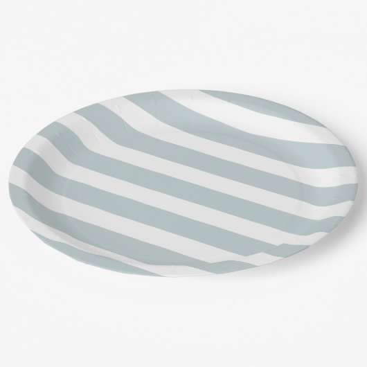 Wolk Blauwe en Witte Strepen Papieren Bordje (Gekanteld)