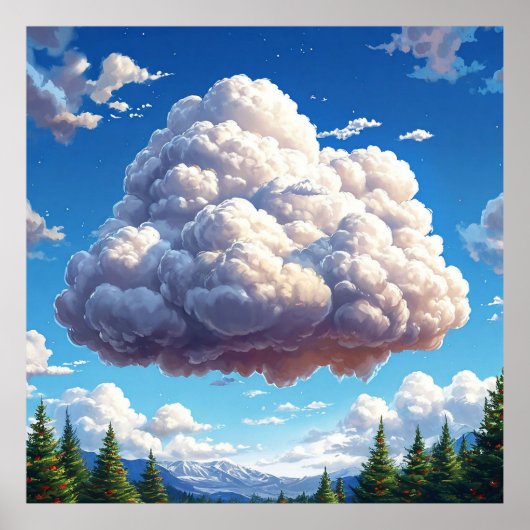 Wolk boven landschappelijk berglandschap poster (Voorkant)