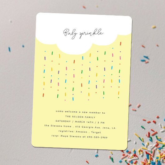 Wolk & Candy Sprinkels Geel Baby Sprinkle Kaart