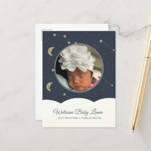 Wolk Constellatie Nep Goud Baby Blauw Aankondigingskaart