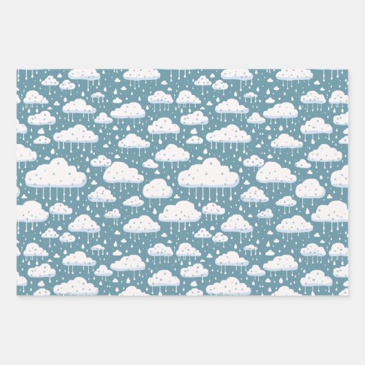 Wolk en regen inpakpapier vel (Voorkant 3)