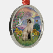 Wolk Engel - Siamese Kat Metalen Ornament (Rechts)