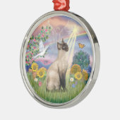 Wolk Engel - Siamese Kat Metalen Ornament (Links)