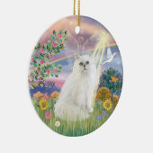 Wolk Engel - Witte Perzische Kat Keramisch Ornament (Rechts)