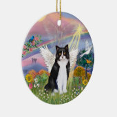 Wolk Engel - Zwart & Witte Kat Engel Keramisch Ornament (Rechts)