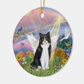 Wolk Engel - Zwart & Witte Kat Engel Keramisch Ornament (Links)