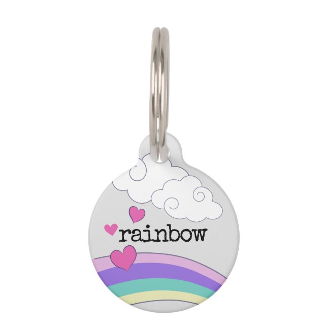 Wolk Hart Regenboog Huisdierpenning (Voorkant)