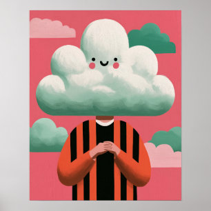 Wolk Hoofd Karakter Surreal Quirky Kunst Poster