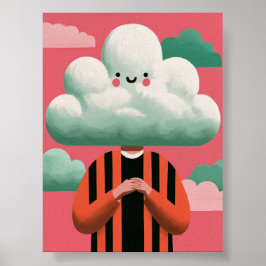 Wolk hoofd karakter surrealistische vreemde kunst poster