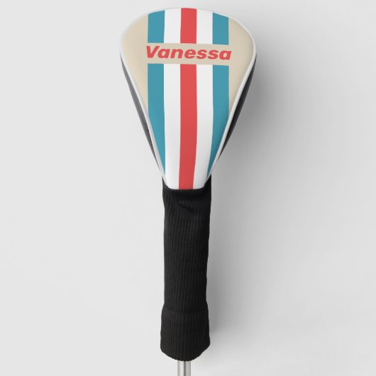 Wolk Jager Speld Gestreept met Naam Golfheadcover (Voorkant)