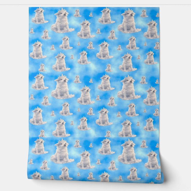 Wolk Kroon Puppy Behang (Afrollen)