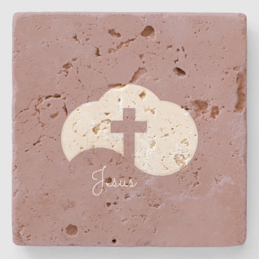 Wolk Kruis Stenen Onderzetter (Voorkant)