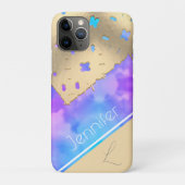 Wolk-kuste Sereniteit: Het Gouden Kant Monogram Case-Mate iPhone Case (Achterkant)