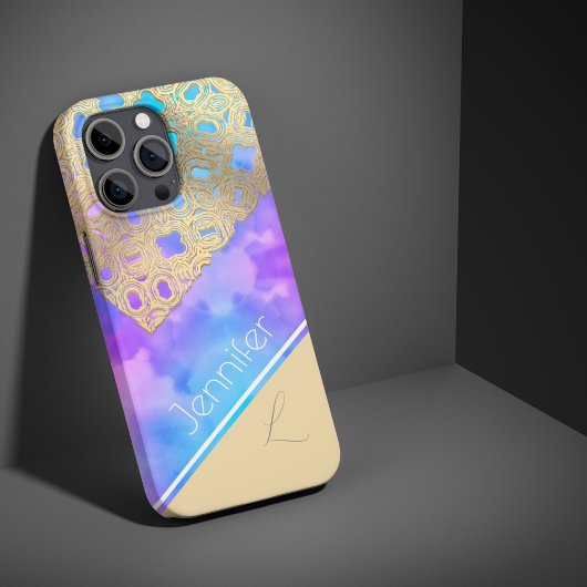 Wolk-kuste Sereniteit: Het Gouden Kant Monogram Case-Mate iPhone Case