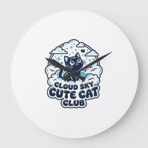 Wolk Lucht Cute Kat Dierenliefhebber Shirt Kunst - Grote Klok