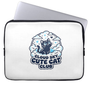 Wolk Lucht Cute Kat Dierenliefhebber Shirt Kunst - Laptop Sleeve