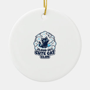 Wolk Lucht Cute Kat Huisdier Liefhebber Shirt Kuns Keramisch Ornament