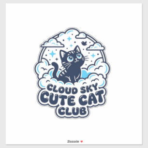 Wolk Lucht Cute Kat Huisdier Liefhebber Shirt Kuns Sticker