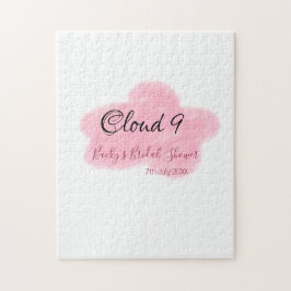Wolk negen rode pastel bruidsdouche naamdatum legpuzzel