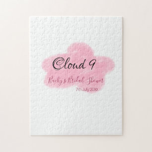 Wolk negen rode pastel bruidsdouche naamdatum legpuzzel