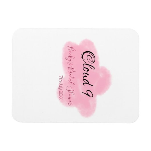 Wolk negen roze pastel bruidsfeest datum magneet (Horizontaal)