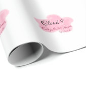 Wolk negen roze pastel bruidsfeest naamdatum cadeaupapier (Rol Hoek)