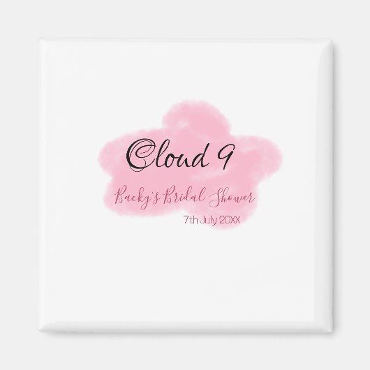 Wolk negen roze pastel bruidsfeest naamdatum magneet (Voorkant)