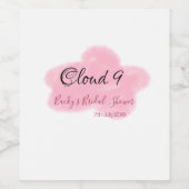 Wolk negen roze pastel bruidsfeest naamdatum wijn etiket (Enkel label)