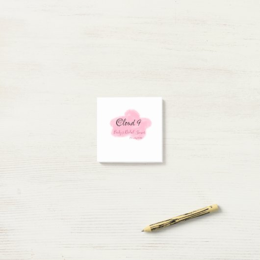 Wolk negen roze pastel bruidsfeest namedatum post-it® notes (Op bureau)