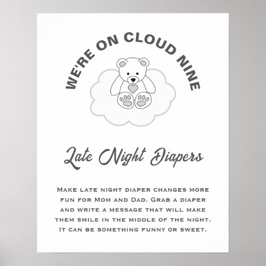 Wolk Nine Baby Shower Late Night Luiers Poster (Voorkant)