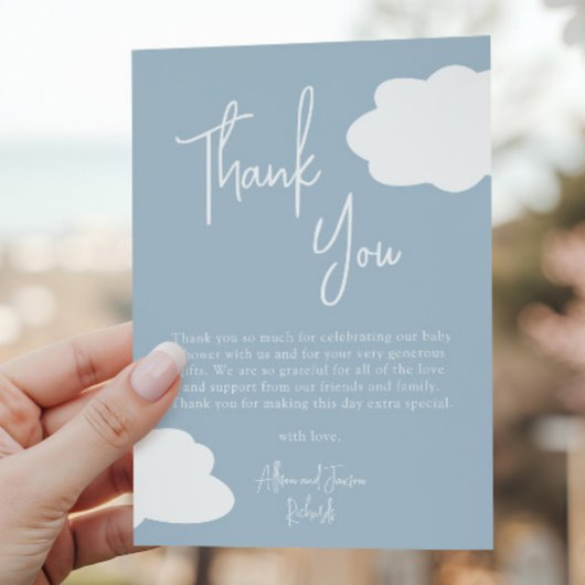 Wolk Nine Geslacht Neutrale Baby Shower Bedankkaart