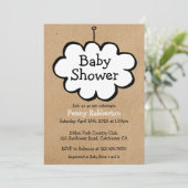 Wolk op een String Rustic Kraft Baby shower Kaart (Staand voorkant)