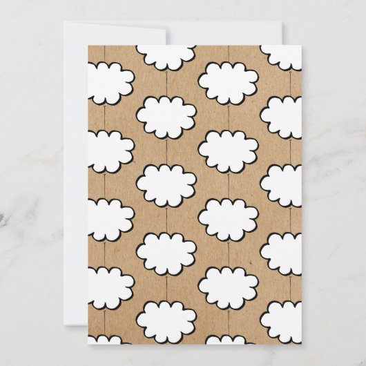 Wolk op een String Rustic Kraft Baby shower Kaart (Achterkant)