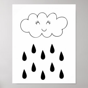 Wolk & regendruppels poster kinderkamer