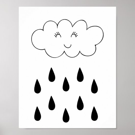 Wolk & regendruppels poster kinderkamer (Voorkant)
