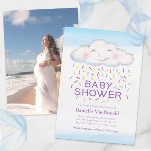 Wolk snoepjes spatten waterverf baby shower foto kaart