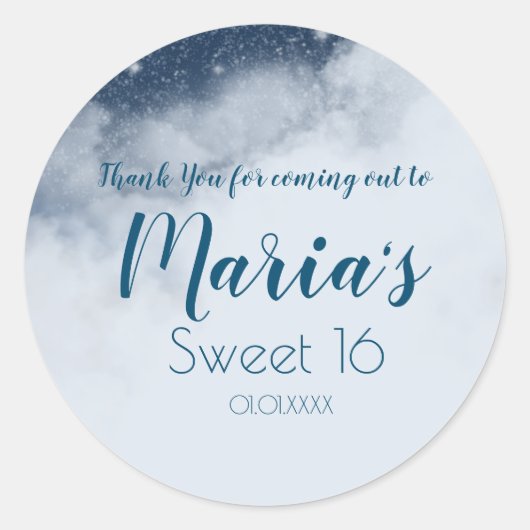 Wolk Sterren Hemel Feest Favor Ronde Sticker (Voorkant)