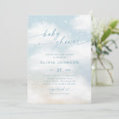 Wolk Thema Baby Shower Levendig Blauw Kaart (Staand voorkant)