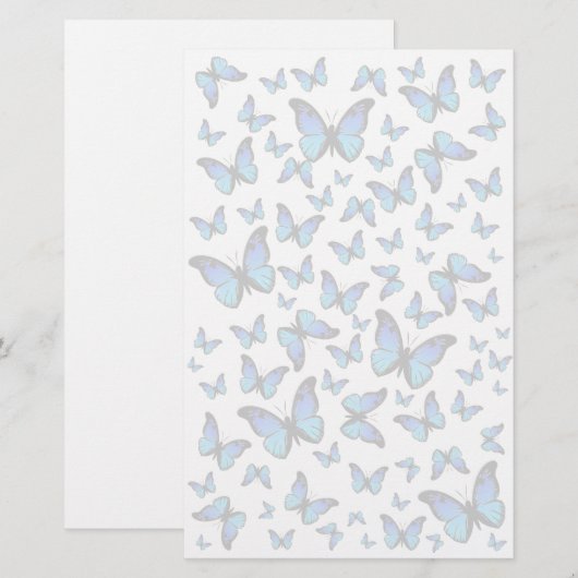 wolk van blauwe vlinders briefpapier (Voorkant / Achterkant)