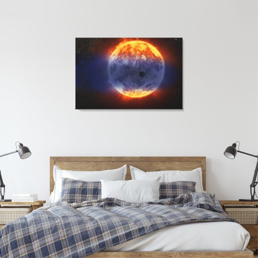Wolk van waterstofgas van Exoplanet GJ 3470b Canvas Afdruk (Insitu (Slaapkamer))