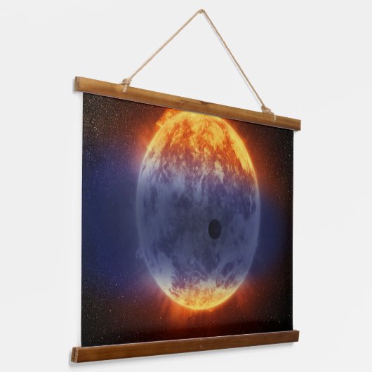 Wolk van waterstofgas van Exoplanet GJ 3470b Hangend Wandkleed (Gebogen)